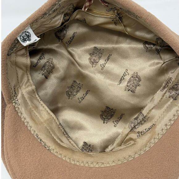 Vintage Stetson Wool Newsboy Hat Men’s Medium Tan Snap Bill Classic Style - Picture 6 of 10